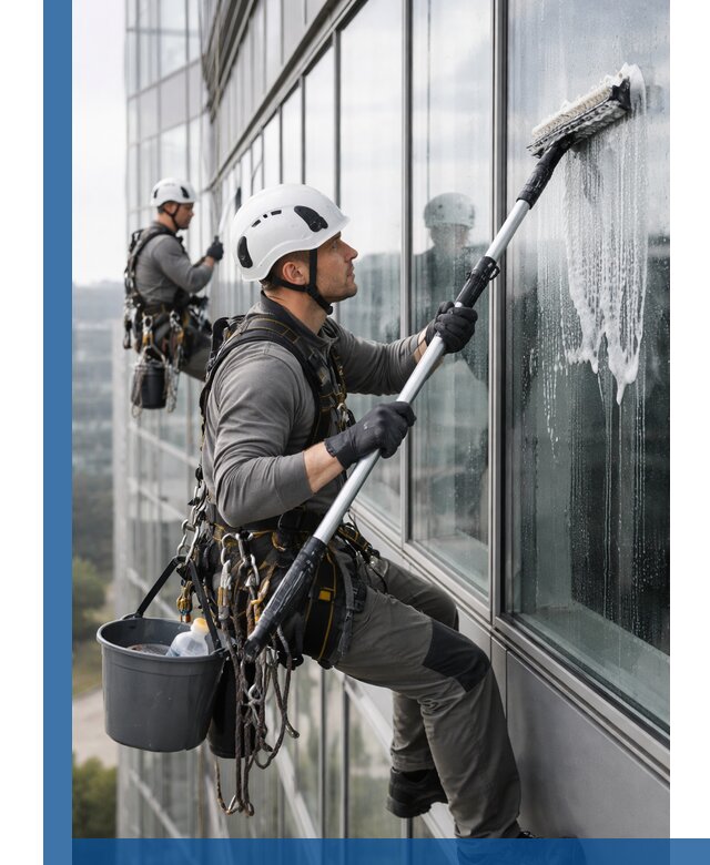 Высотная мойка сплошного остекления с выездом в Коломне