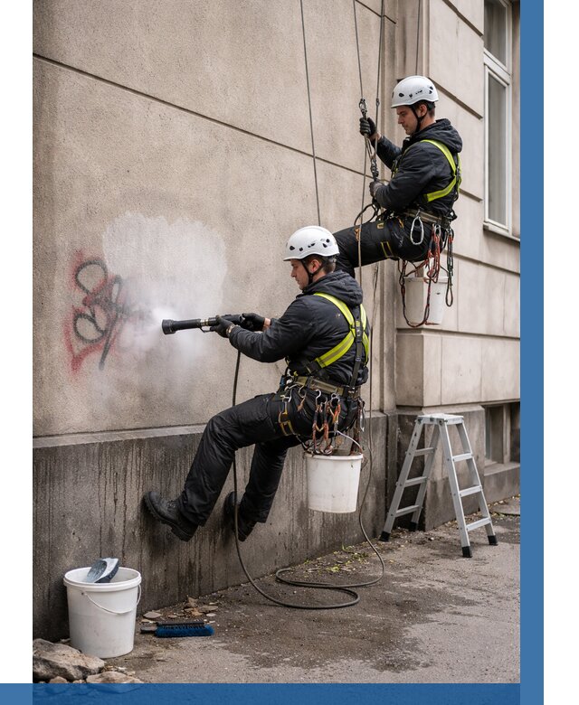 Удаление граффити с фасада в Коломне от 4563 р. | ВЫСОТНИК-Клм