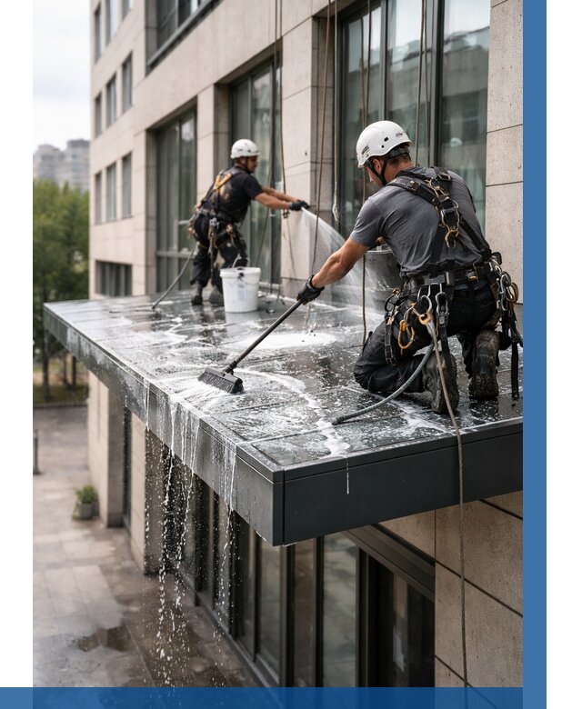 Мойка козырьков и навесов в Коломне от 3549 р. | ВЫСОТНИК-Клм