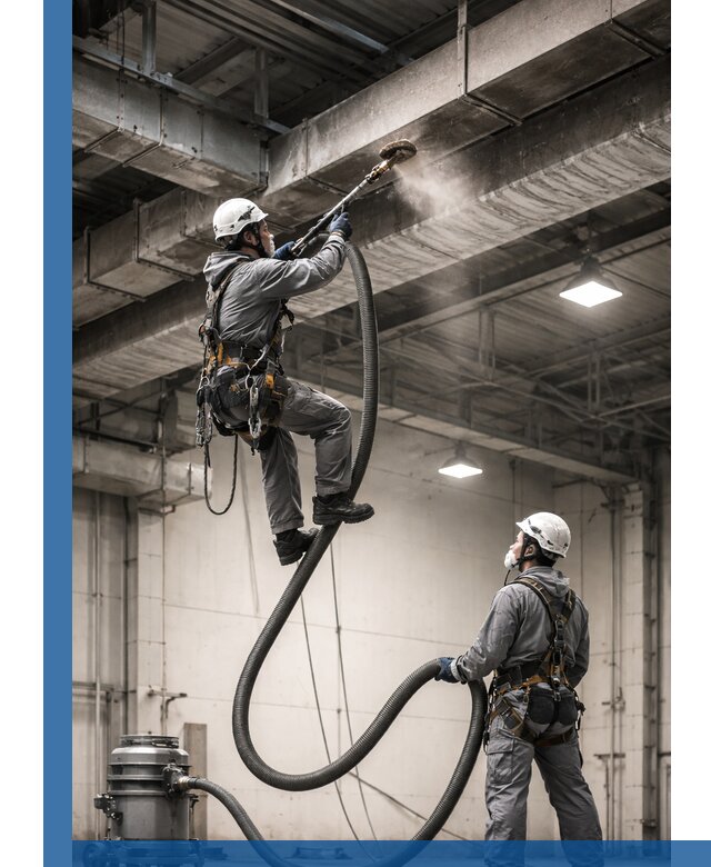 Обеспыливание потолочных конструкций в Коломне промышленным альпинизмом