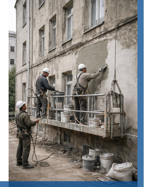 Капитальный ремонт фасада в Коломне от 4258 р. | ВЫСОТНИК-Клм