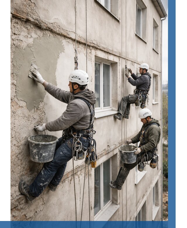 Ремонт штукатурного фасада в Коломне от 760 р. под ключ | ВЫСОТНИК-Клм