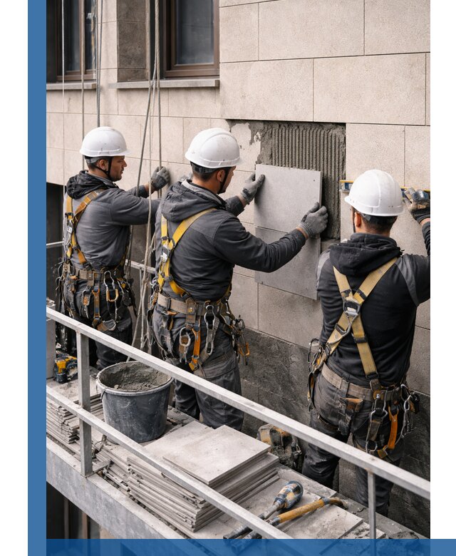 Ремонт облицовки фасада плиткой в Коломне с гарантией