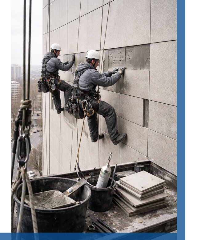 Ремонт фасада из керамогранита в Коломне от 2535 р. | ВЫСОТНИК-Клм