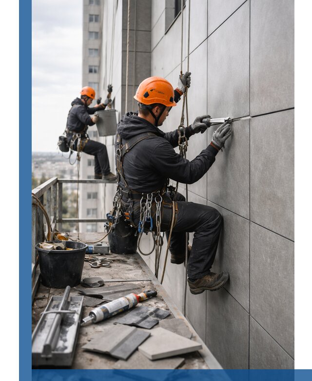 Профессиональный ремонт фасада из керамогранита в Коломне