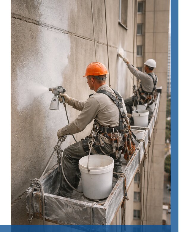 Грунтовка фасада на высоте в Коломне от 122 р. | ВЫСОТНИК-Клм