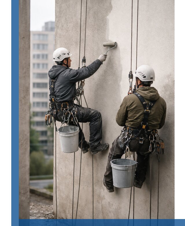 Покраска фасадов высотными альпинистами в Коломне с гарантией