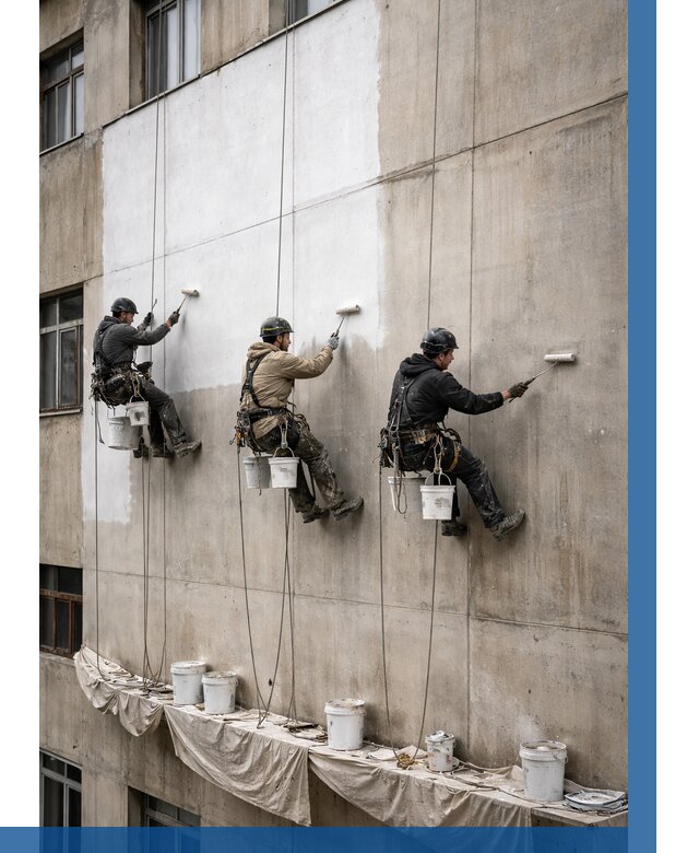 Покраска бетонного фасада в Коломне от 355 р за м2 | ВЫСОТНИК-Клм