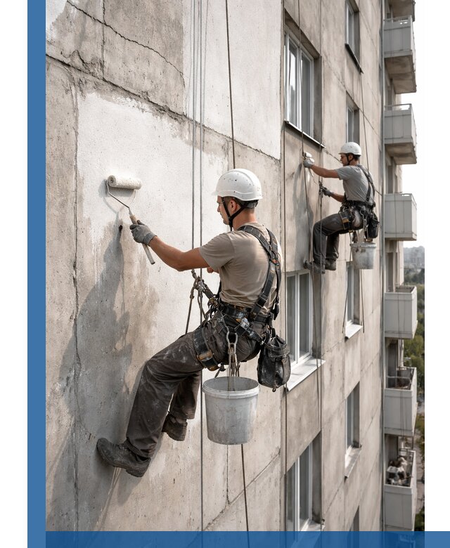 Покраска бетонного фасада в Коломне для жилых и промышленных объектов