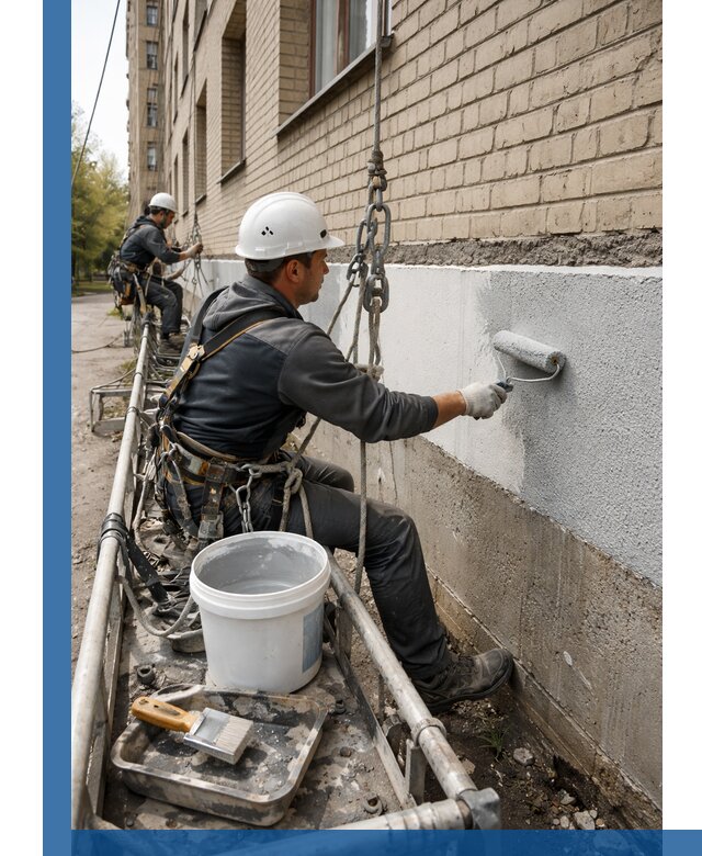 Окраска цоколя здания в Коломне профессионально и надежно