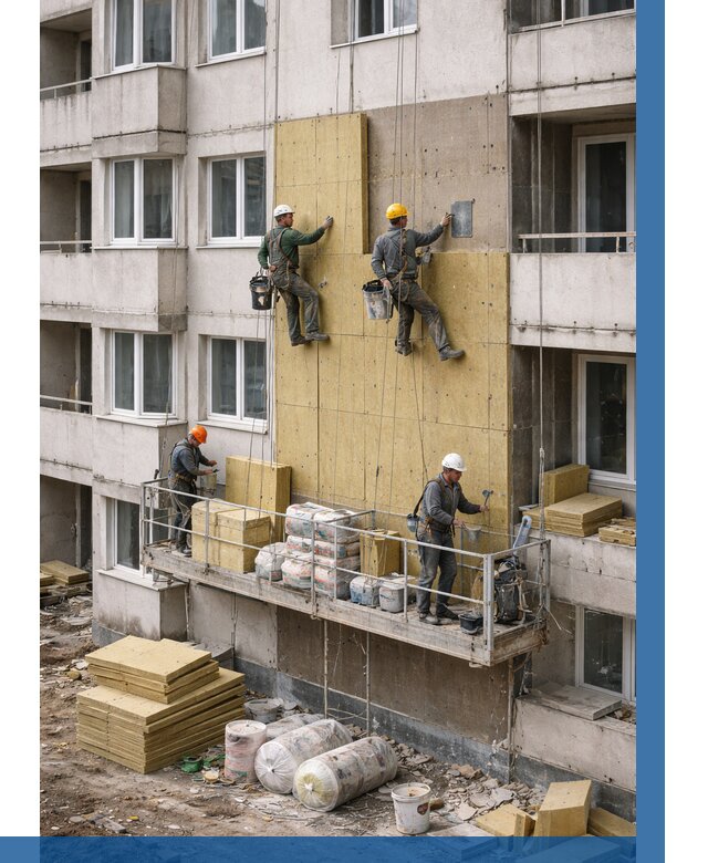 Утепление фасада минватой в Коломне от 1521 р. | ВЫСОТНИК-Клм