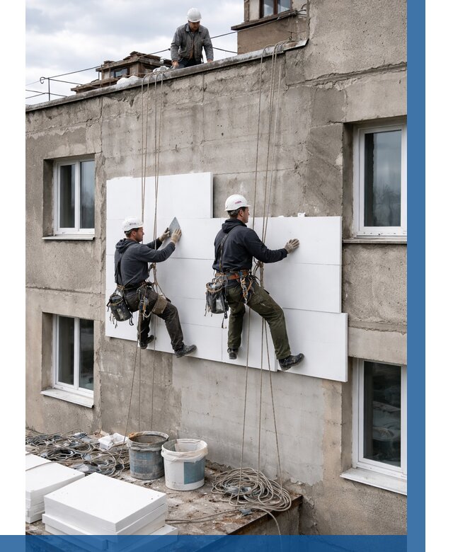 Утепление фасада пенополистиролом в Коломне от 1825 р. | ВЫСОТНИК-Клм