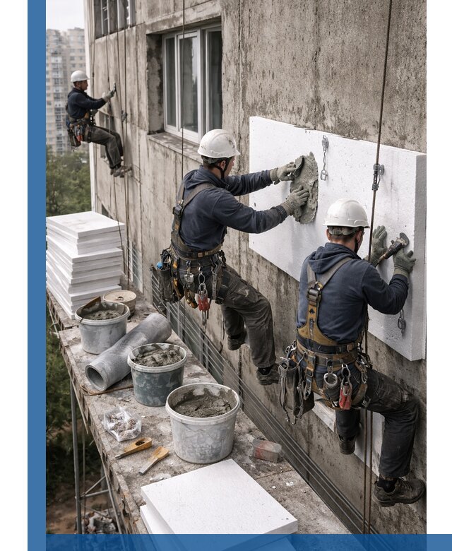 Утепление фасада пенополистиролом в Коломне под ключ