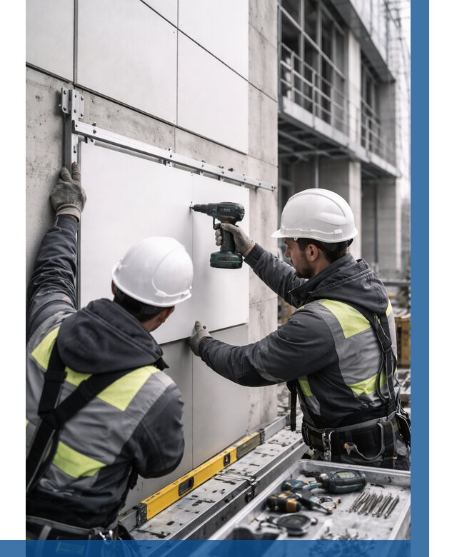 Монтаж композитных панелей фасада в Коломне от 2535 р. | ВЫСОТНИК-Клм