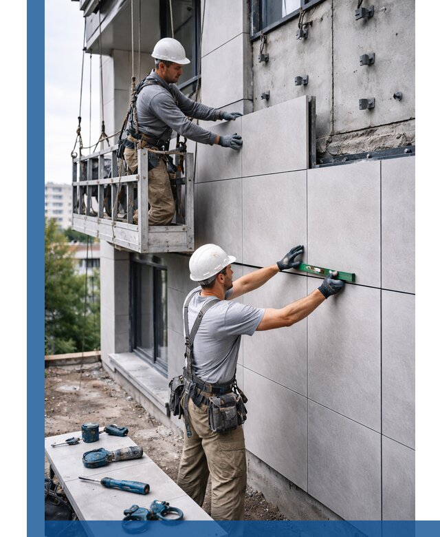 Монтаж керамогранита на фасад в Коломне под ключ с гарантией качества