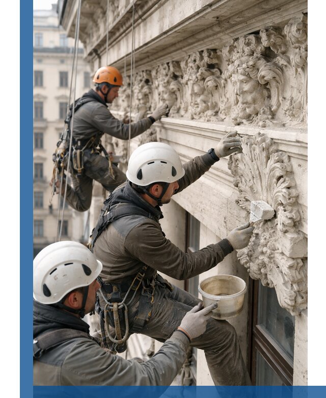 Реставрация фасадной лепнины с высотными работами в Коломне