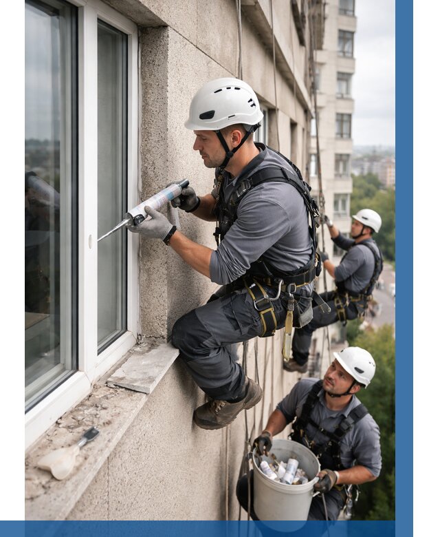 Герметизация оконных швов снаружи в Коломне от 1521 р. | ВЫСОТНИК-Клм