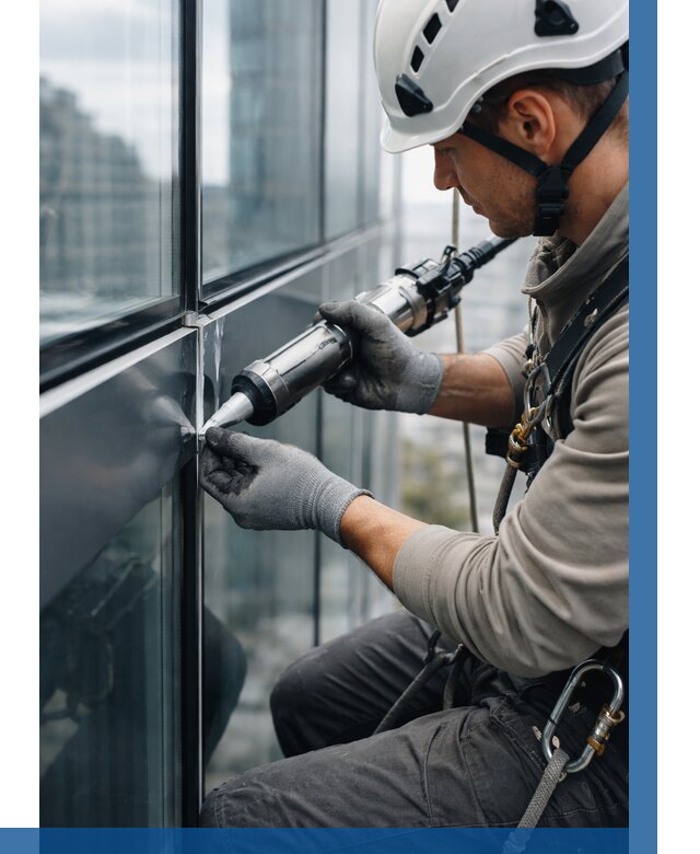 Герметизация стыков витража в Коломне от 1217 р. | ВЫСОТНИК-Клм