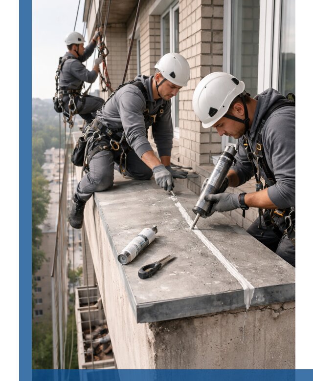 Герметизация балконного козырька в Коломне профессионально