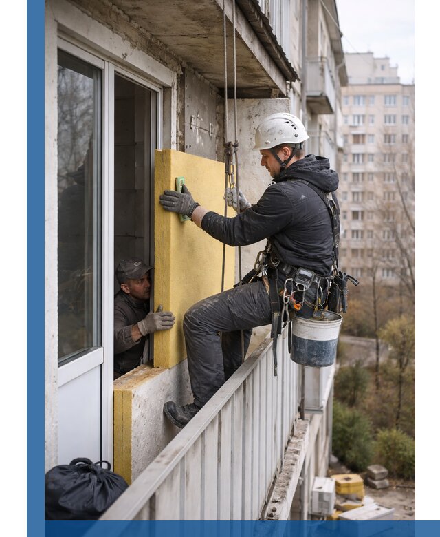 Профессиональное утепление балкона снаружи в Коломне под ключ