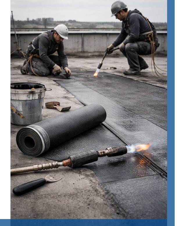 Ремонт рулонной кровли в Коломне от 659 р. | ВЫСОТНИК-Клм