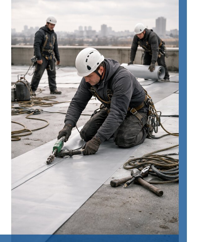 Ремонт мембранной кровли в Коломне от 1825 р./м2 | ВЫСОТНИК-Клм