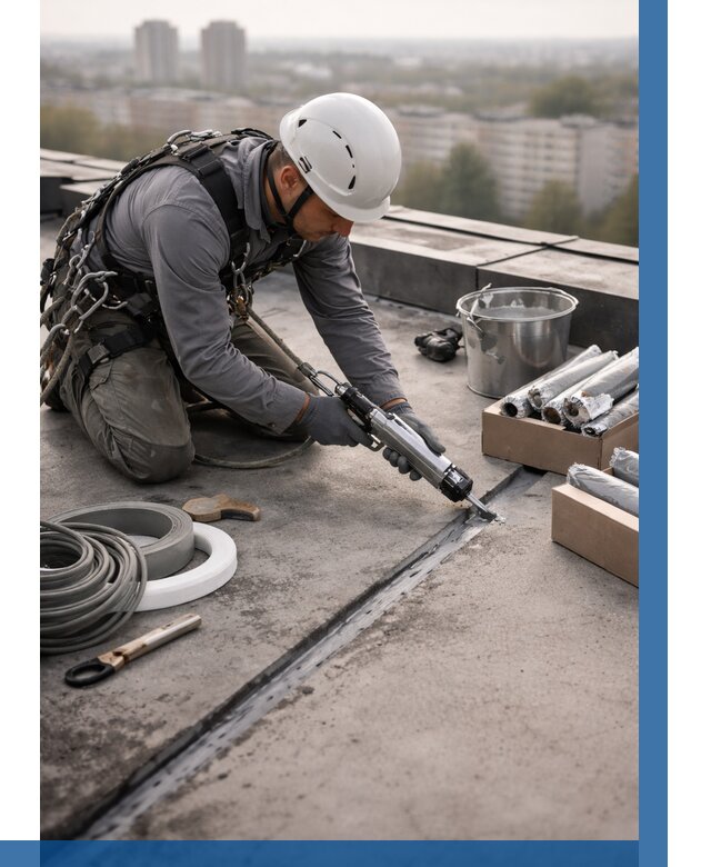 Герметизация швов кровли в Коломне от 456 р./м2 | ВЫСОТНИК-Клм