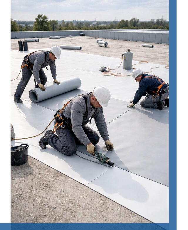 Монтаж мембранной кровли под ключ в Коломне от 1217 р. | ВЫСОТНИК-Клм