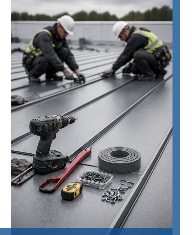 Монтаж фальцевой кровли в Коломне от 1825 р. | ВЫСОТНИК-Клм