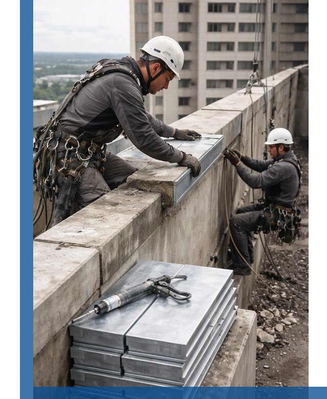 Замена парапетных крышек и установка новых в Коломне