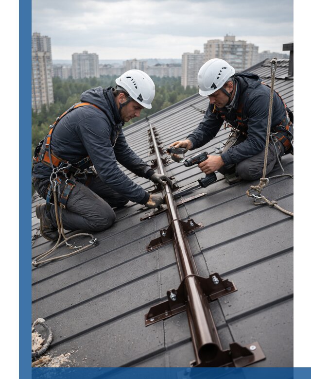 Монтаж снегозадержателей на кровле зданий в Коломне под ключ