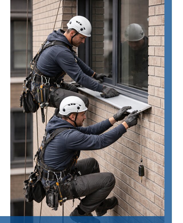 Монтаж оконных отливов под ключ в Коломне от 3549 р. | ВЫСОТНИК-Клм