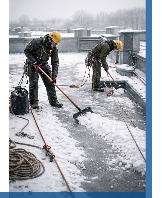 Очистка крыши от снега в Коломне от 7604 р. | ВЫСОТНИК-Клм