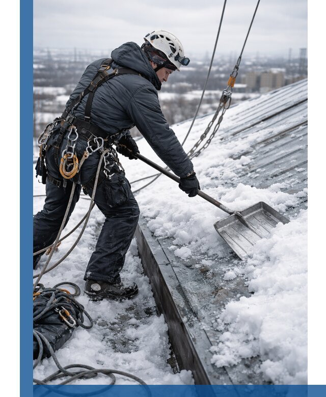 Профессиональная очистка кровли от снега и наледи в Коломне
