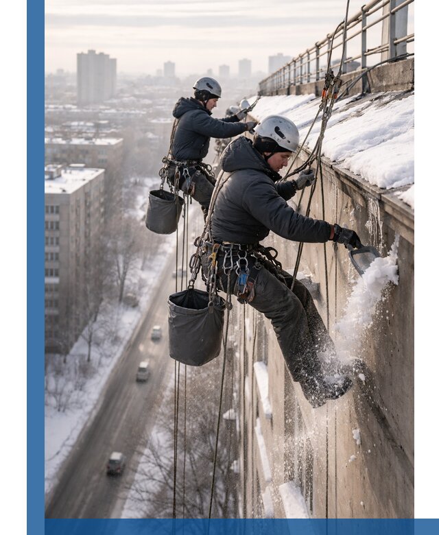 Очистка карнизов от снега в Коломне профессионально и безопасно