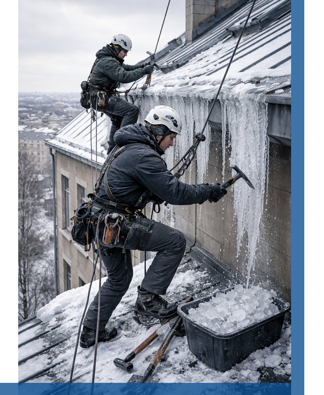 Удаление наледи с кровли в Коломне от 5576 р. | ВЫСОТНИК-Клм