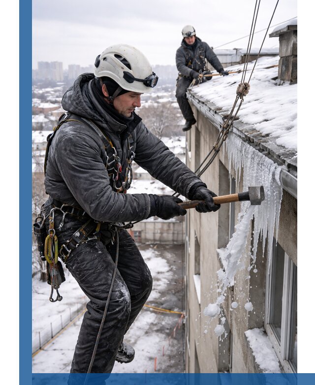 Сбивание и удаление сосулек с крыши в Коломне безопасно
