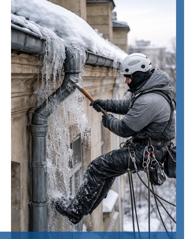 Очистка водостоков от льда в Коломне от 3549 р. | ВЫСОТНИК-Клм