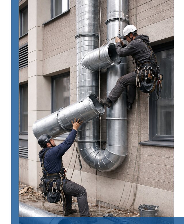 Монтаж фасадных воздуховодов в Коломне с герметизацией и крепежом