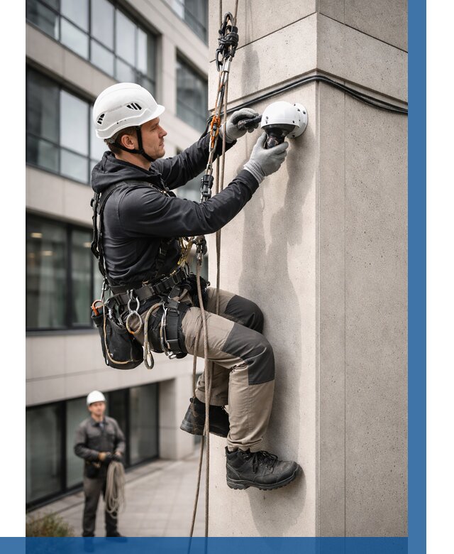 Монтаж камер видеонаблюдения на фасаде в Коломне от 8618 р.-ВЫСОТНИК-Клм