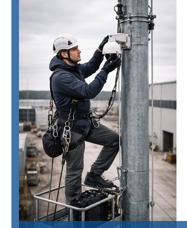 Профессиональная установка видеокамер на мачте в Коломне