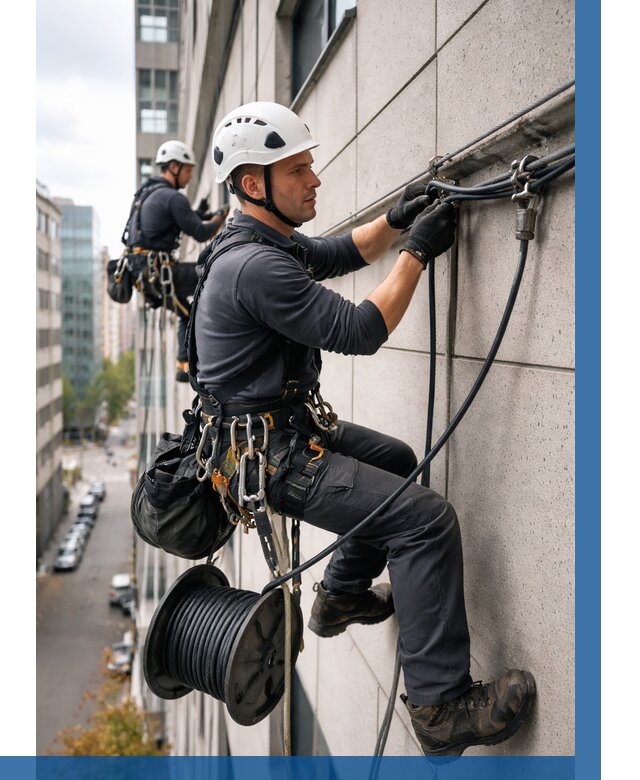 Прокладка кабеля по фасаду в Коломне от 355 р. | ВЫСОТНИК-Клм