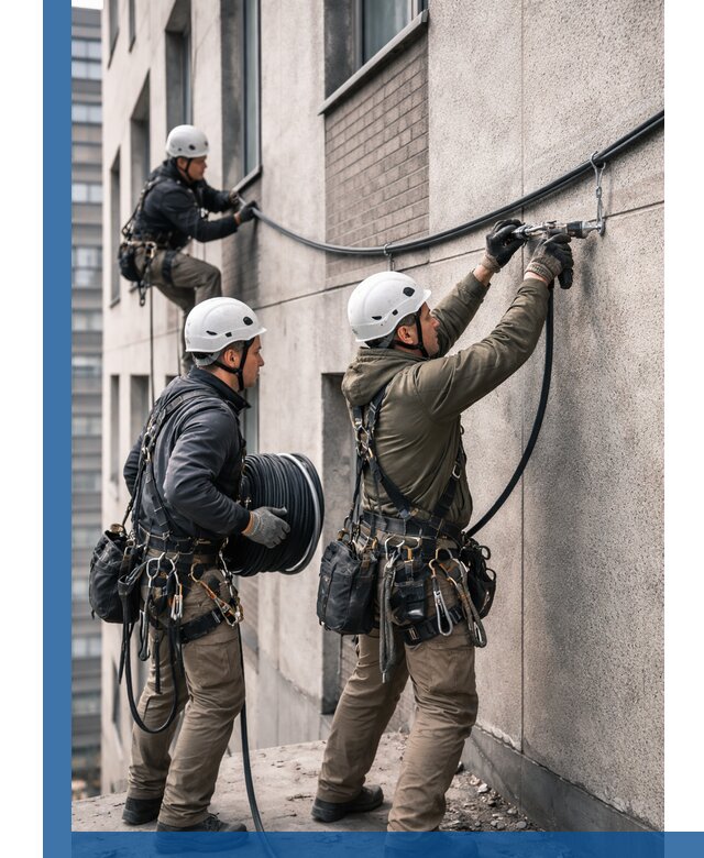 Прокладка кабеля по фасаду в Коломне, профессиональный монтаж