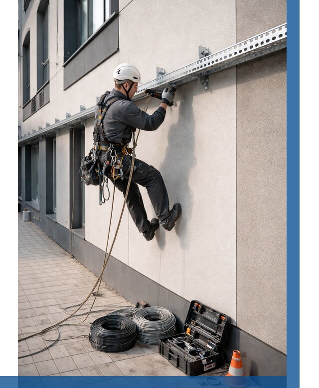 Монтаж кабельных лотков на фасаде в Коломне от 1217 р. | ВЫСОТНИК-Клм