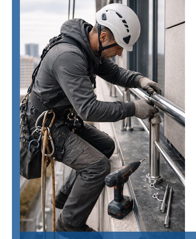 Монтаж ограждений на высоте в Коломне для зданий и конструкций