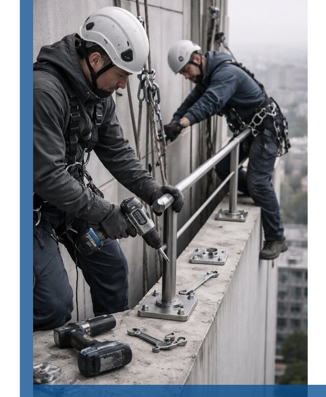 Монтаж перил на высоте в Коломне для жилых и промобъектов