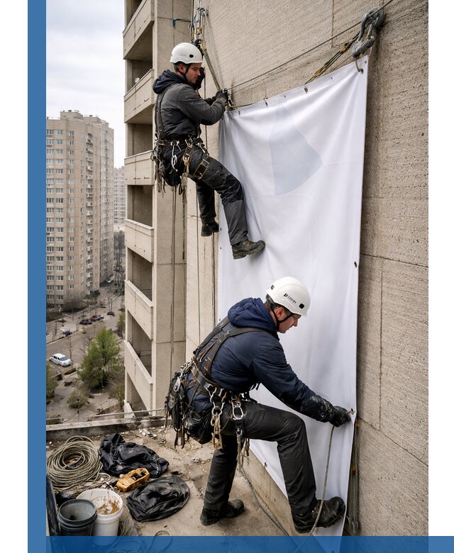 Профессиональный монтаж баннеров на фасаде в Коломне