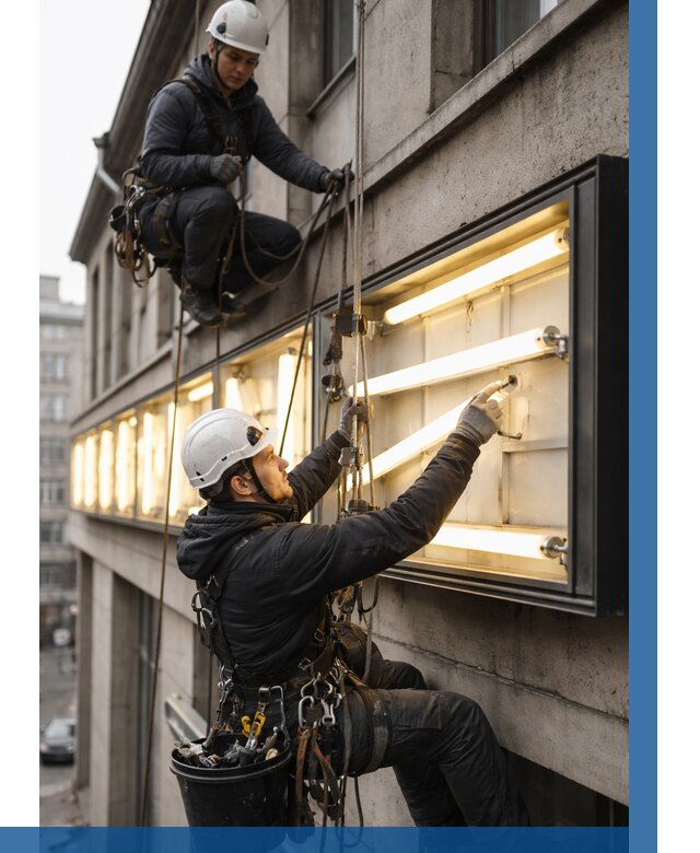 Замена ламп в вывеске в Коломне под ключ от 3549 р. | ВЫСОТНИК-Клм