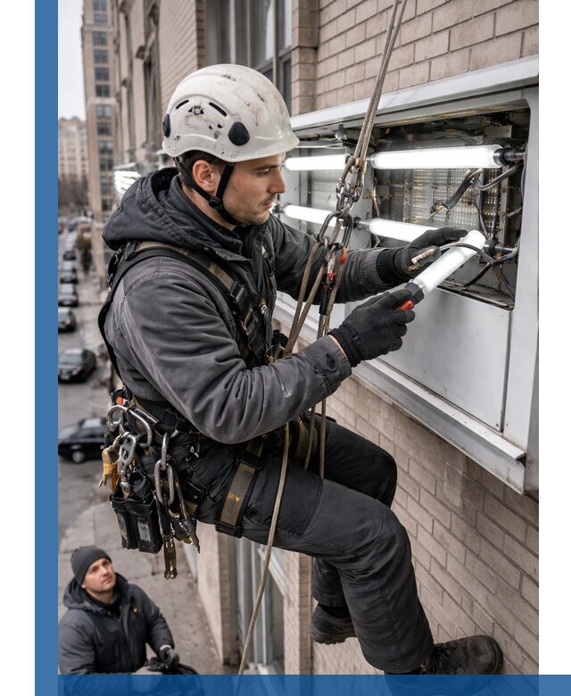 Профессиональная замена ламп в наружной вывеске в Коломне