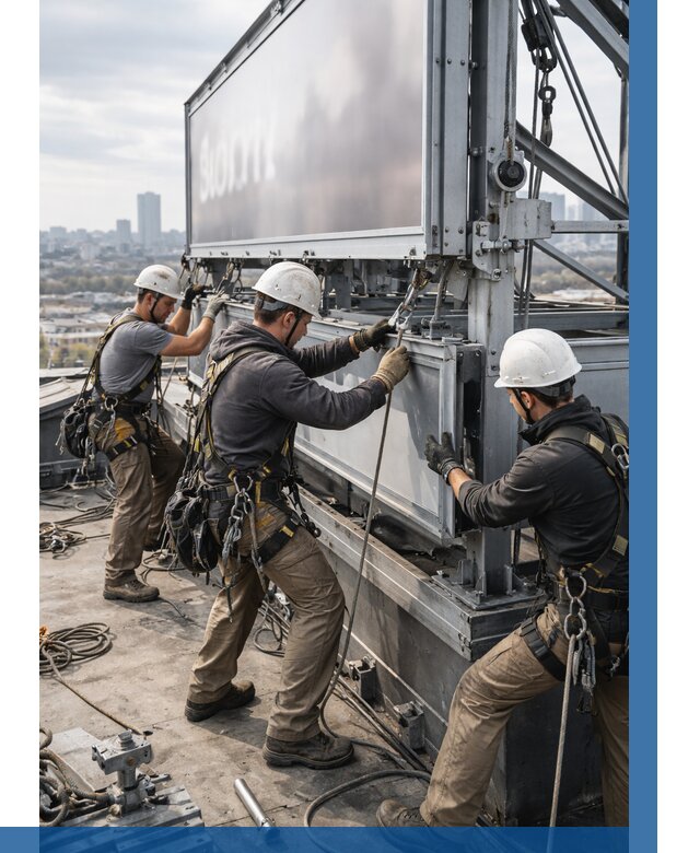 Монтаж крышной рекламной конструкции в Коломне от 60834 р.|ВЫСОТНИК-Клм